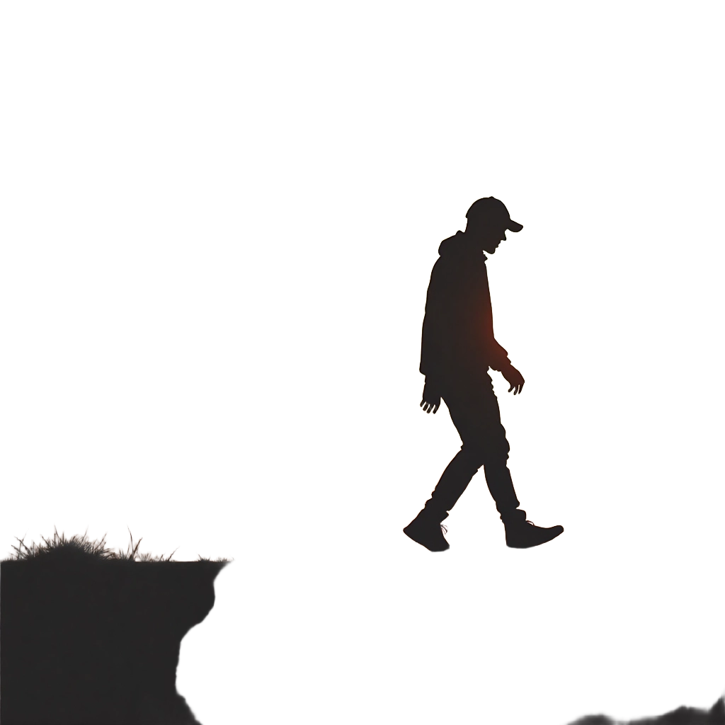 Silhouette of a Man Walking